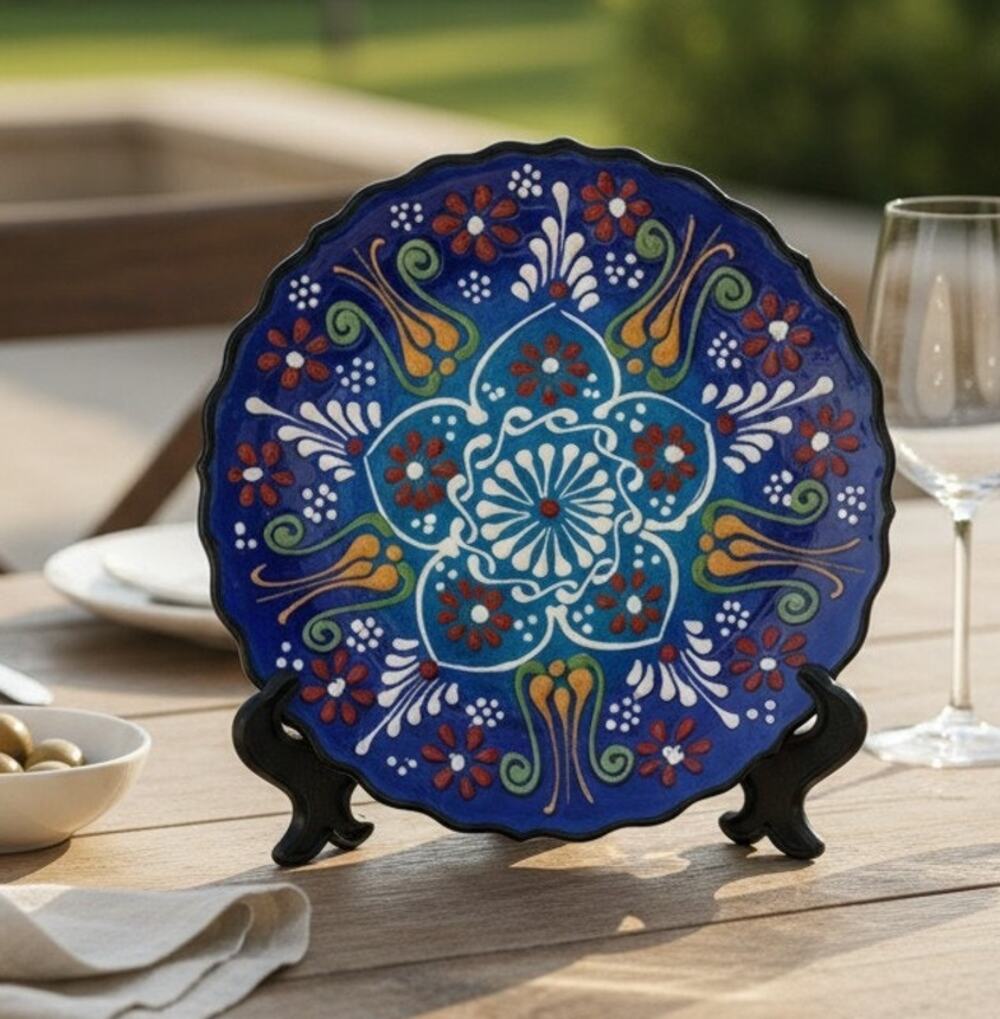 Pintado a Mano Hand Painted Ottoman Floral Plate Multicolor 7" Ceramic Decor